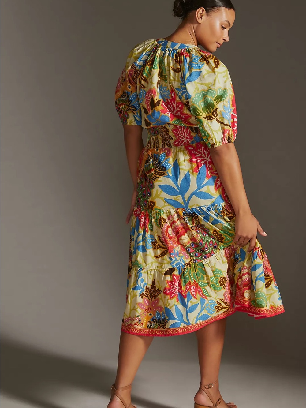 Conditions Apply for Anthropologie Multicolor Floral Tiered Maxi Dress size 14 - Picture 2 of 15